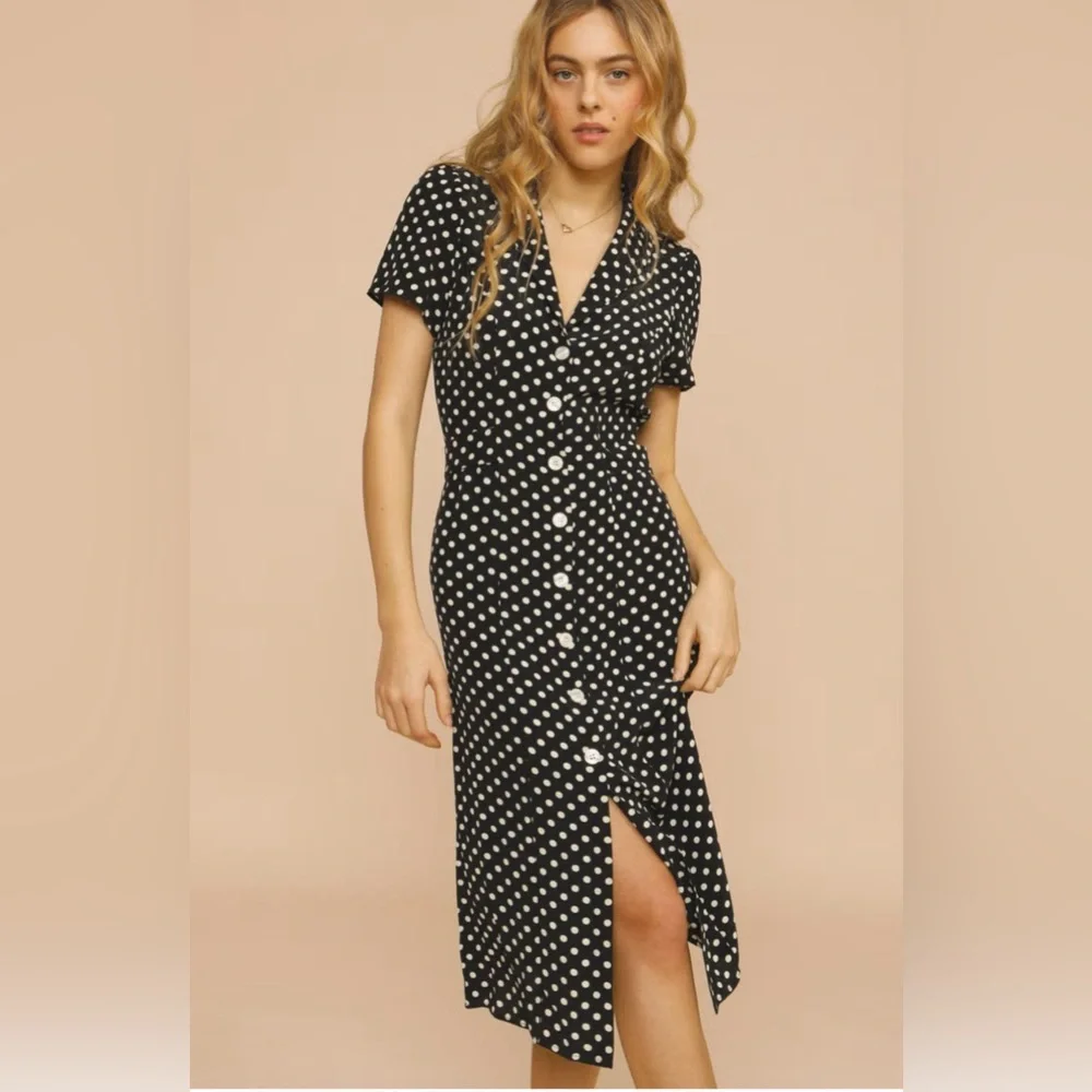 Rouje Marin polka dot dress 38 black white - Picture 4 of 10